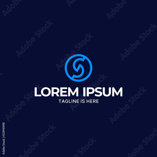 Blue circle letter S monogram logo design.