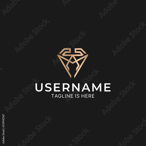 Diamond shaped gold monogram logo design.