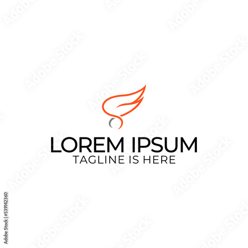 Logo design a combination of the letter f and a wing.