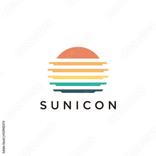 Abstract sun logo design template. Geometric sign. Universal energy tech vector icon