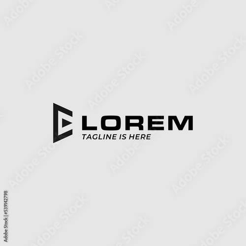 Monogram logo design with a combination of the letter E and the play button.
