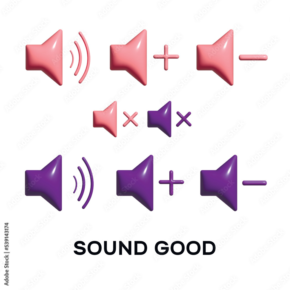 Volume icons for interface or print Volume icons for interface or print