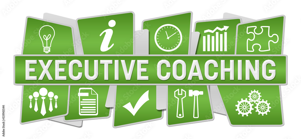 Fototapeta premium Executive Coaching Green Symbols Top Bottom 