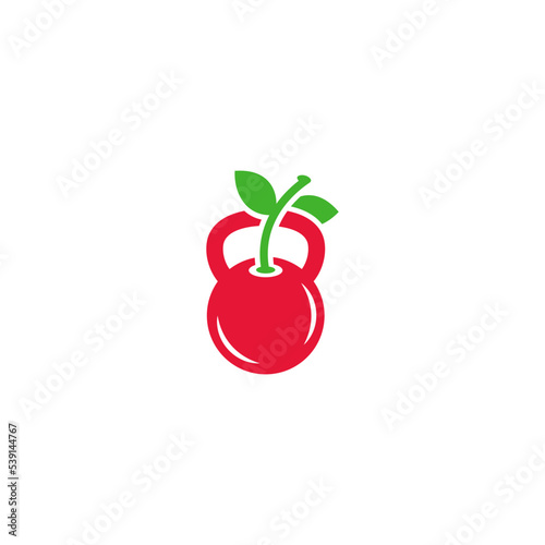 Kettlebell combination with cherry. Logo design.