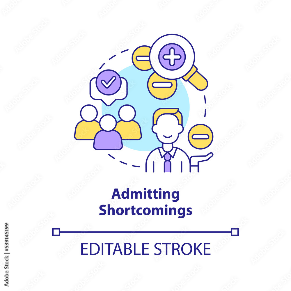 Admitting shortcomings concept icon. Gain business strengths. Psychological effect abstract idea thin line illustration. Isolated outline drawing. Editable stroke. Arial, Myriad Pro-Bold fonts used