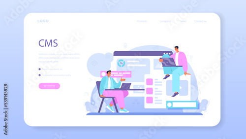 Web administrator web banner or landing page. Content management