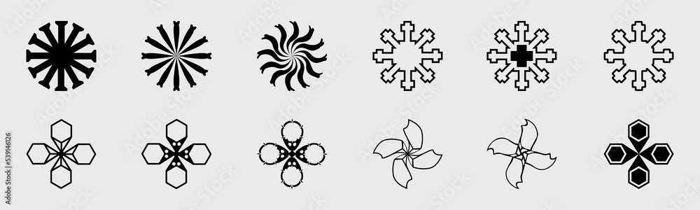 Vector set of Y2K. Minimalist geometric elements. Simple shapes forms. Vector set of Y2K. Minimalist geometric elements. Simple shapes forms.