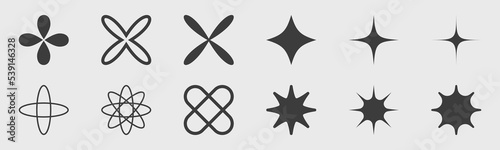 Vector set of Y2K. Big collection of abstract graphic geometric objects. Abstract bauhaus forms.