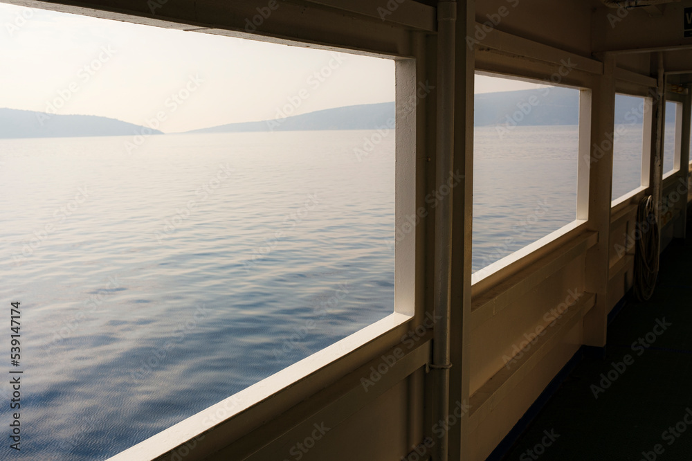 detail of a public ferry in the Adriatic Sea, late afternoon, Mediterranean detail of a public ferry in the Adriatic Sea, late afternoon, Mediterranean