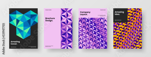 Trendy catalog cover vector design layout collection. Modern geometric hexagons presentation illustration set.