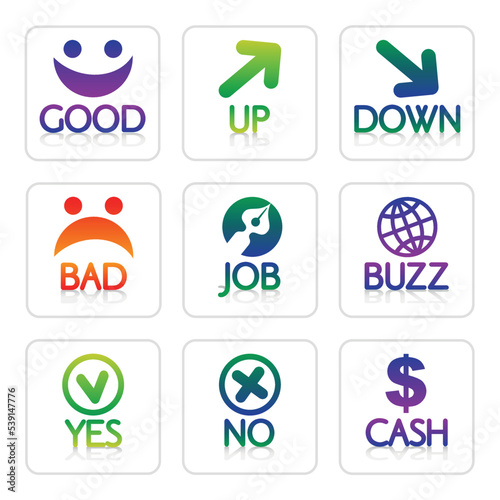 Graphic pictograms on white background