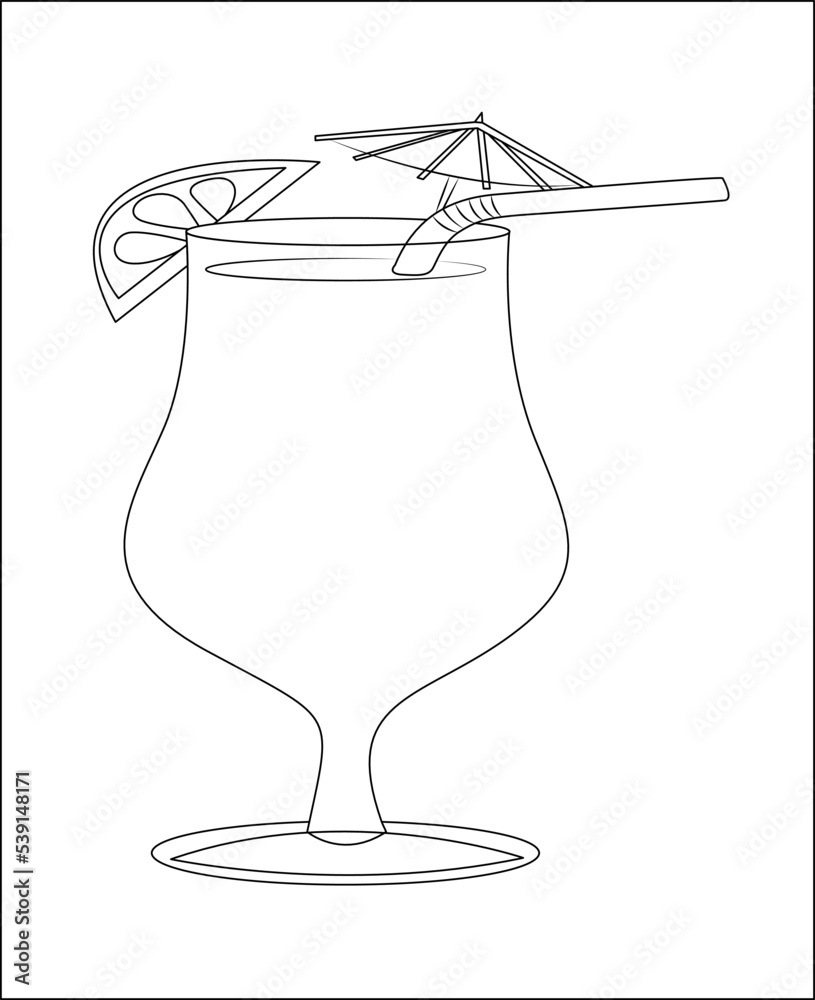 Obraz premium funny cocktail coloring page for kids