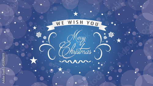 Merry Christmas card.Christmas and New Year Text on blue Xmas background with snow snowflake.Typography for Christmas and winter holiday greeting card.invitation,postcard,web,Vector Illustration EPS10
