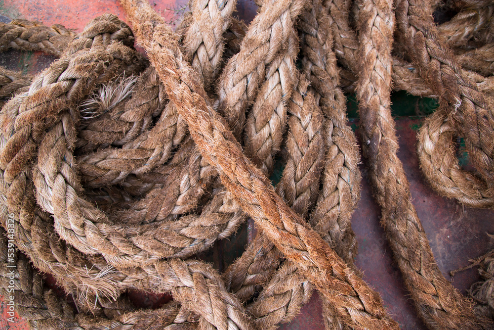 Stack dirty  jute rope   can be used as a background texture