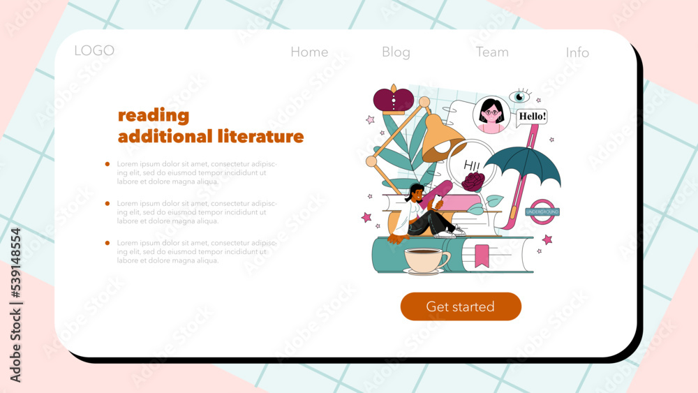 English class web banner or landing page. Study foreign languages English class web banner or landing page. Study foreign languages