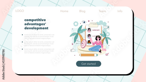 Marketer web banner or landing page. Product launching