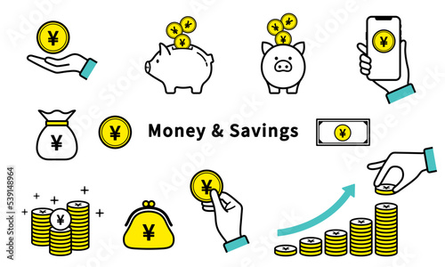 お金と貯蓄のアイコンセット_money and savings © PAGE