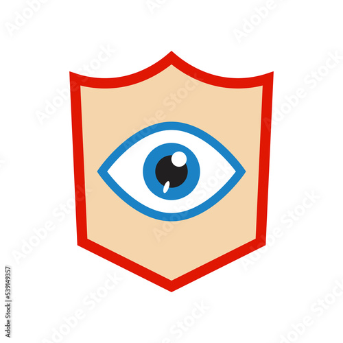 Shield and eye. Vector logo and emblem.