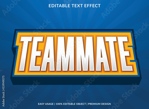 teammate editable text effect template use for business brand and logo photo