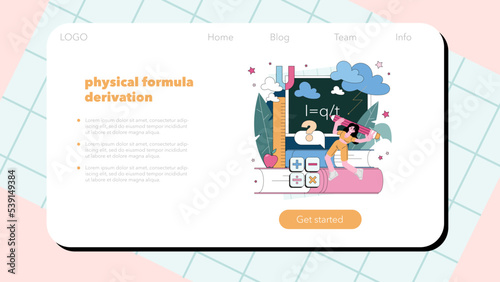 Theoretical physicist web banner or landing page. Physicist explore