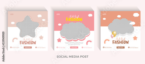 kids fashion sale social media post and New Baby fashion sale fashion template, social media banner, social post, social template, sale banner, kids post, baby post, promotion banner, 