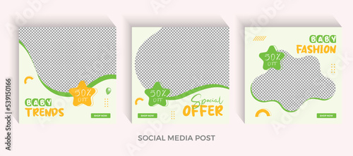 Baby fashion sale and kids fashion sale social media ads collection Design baby fashion sale banner,fashion sale, design promotion template, promotion post, square banner,