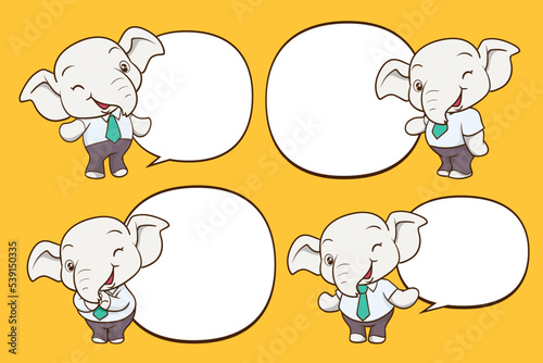 cute elephant mascot with speech bubble