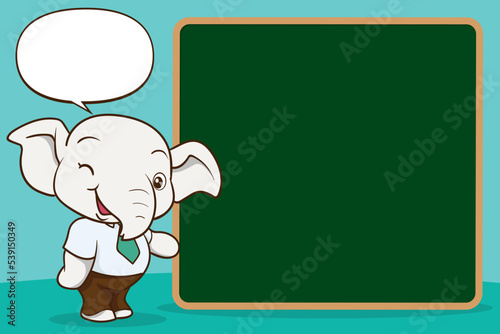 cute Elephant teacher with greenboard