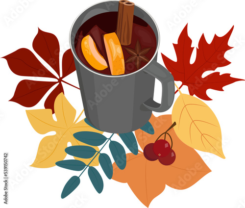 Still life with mulled wine vector illustration for decor