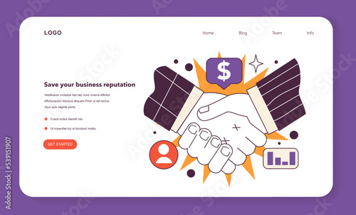 Save your business reputation web banner or landing page. Effective management