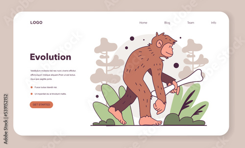 Hominidae. Humanity ancestor hunting with primitive tools. Human evolution