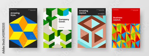 Abstract magazine cover vector design illustration composition. Creative geometric tiles annual report template bundle.