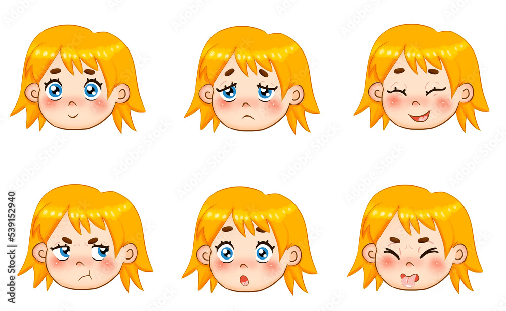 set of faces emotions expressions stickers girl child kid happy sad cheerful laughing surprised offended bundle set of faces emotions expressions stickers girl child kid happy sad cheerful laughing surprised offended bundle