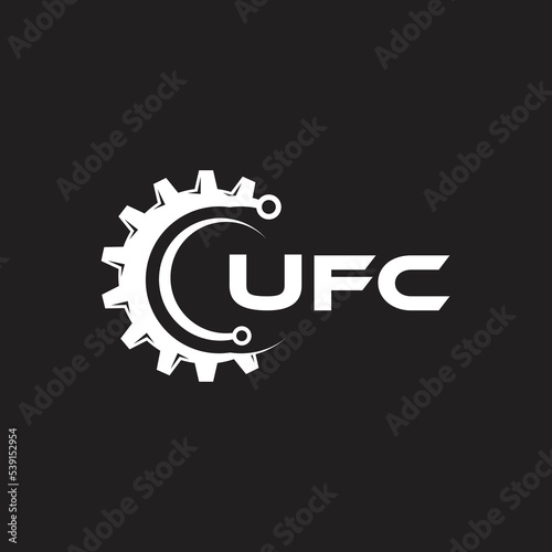 UFC letter technology logo design on black background. UFC creative initials letter IT logo concept. UFC setting shape design.
 photo