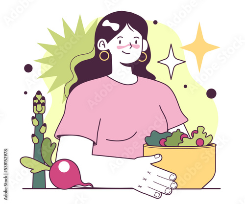 Vegan or vegetarian concept. Vegetables, greens, plants or fruits
