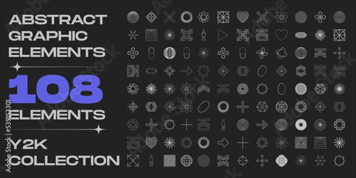 Retrofuturistic y2k geometry design elements collection. Minimalist geometric elements. Frames inspired brutalism.