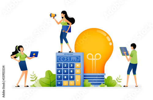 Illustration of ideas for reallocate spending budgets and expenses with an efficient bookkeeping system. Designed for website, landing page, flyer, banner, apps, brochure, startup media company