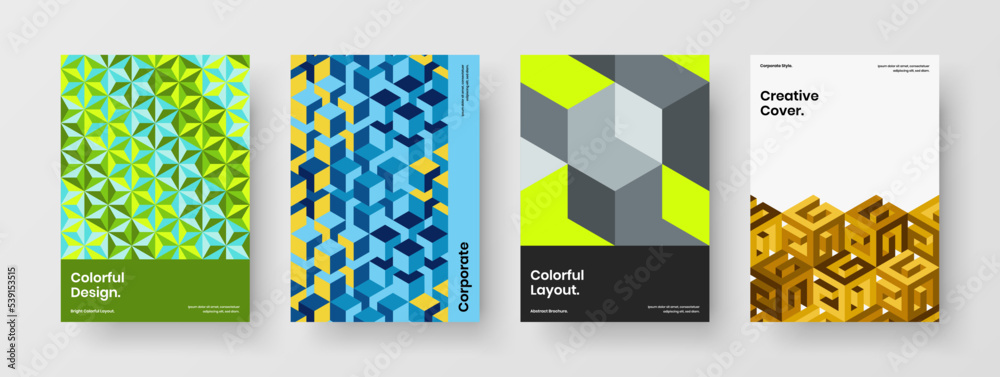 Premium presentation design vector illustration set. Amazing mosaic tiles banner concept composition.