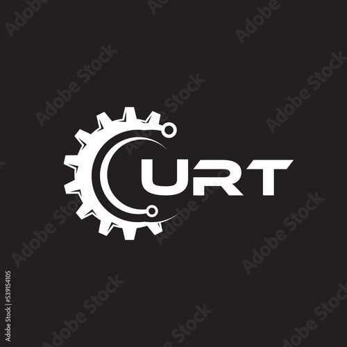 URT letter technology logo design on black background. URT creative initials letter IT logo concept. URT setting shape design.
 photo