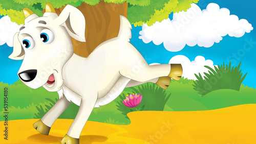 cartoon farm scene with goat illustration