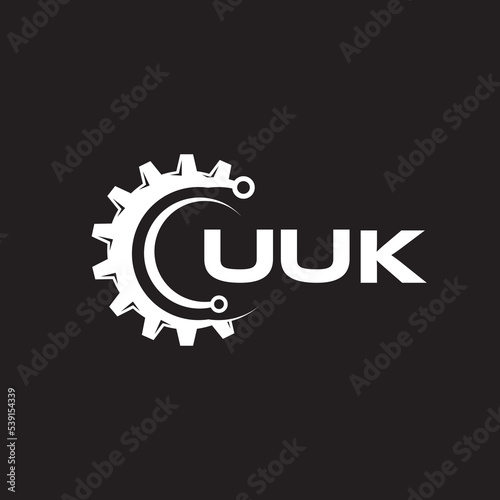 UUK letter technology logo design on black background. UUK creative initials letter IT logo concept. UUK setting shape design. 