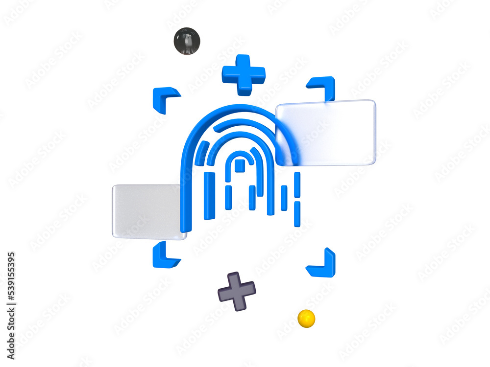 Fingerprint scanner icon 3d render illustration Fingerprint scanner icon 3d render illustration