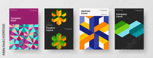 Original mosaic tiles company cover concept set. Creative corporate brochure design vector illustration bundle.