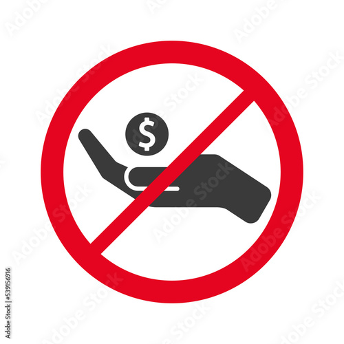 Sign prohibit asking for money isolated on white background.Vector illustration.