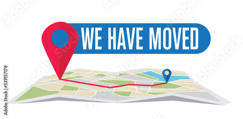 We have moved, changed address navigation, flat illustration vector