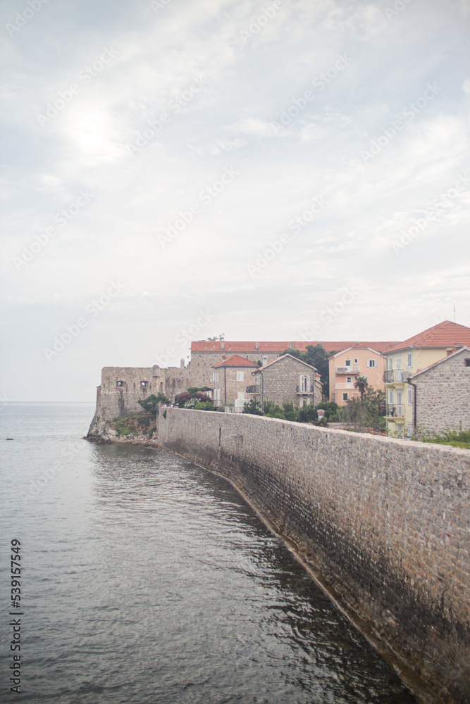 Old town, wall and houses, Montenegro, Budva Old town, wall and houses, Montenegro, Budva
