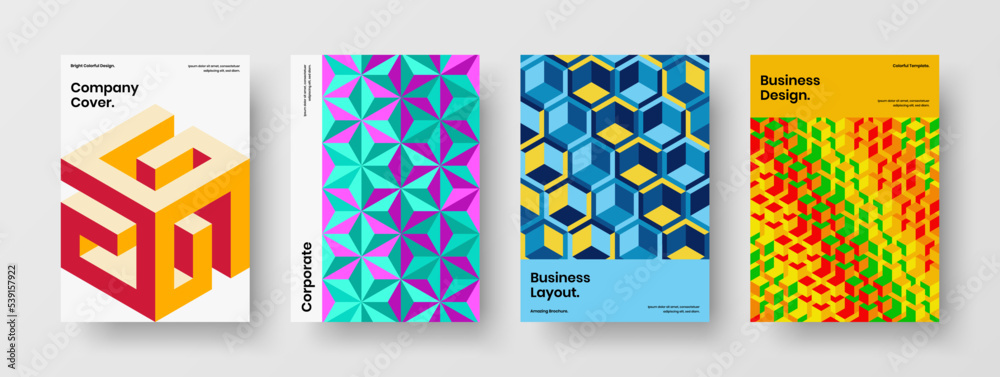 Simple geometric tiles cover illustration set. Unique corporate identity A4 design vector layout composition. Simple geometric tiles cover illustration set. Unique corporate identity A4 design vector layout composition.