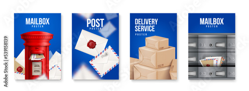 Four Realistic Post Poster Set