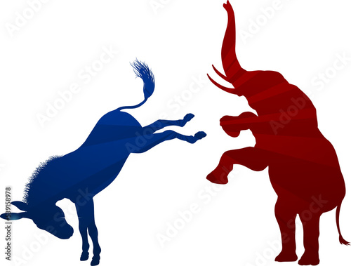 Canvas Print Elephant Fighting Donkey