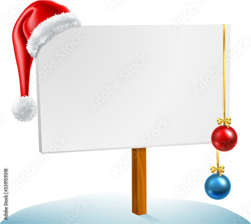 Christmas Sign Santa Hat Ba...